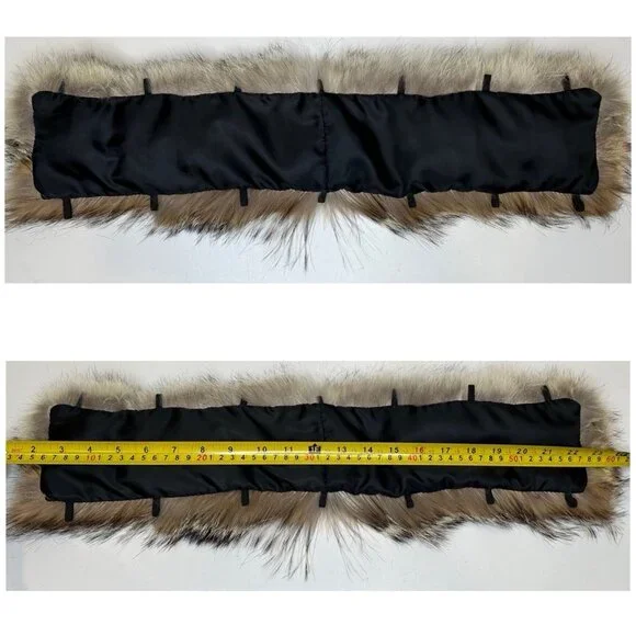 Genuine Coyote Fur Ruff Collar Trim Canada Goose with Button Loops 24 inch US
